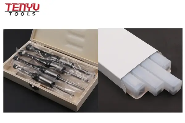 Custom branded square hole bits with laser etching and packaging options