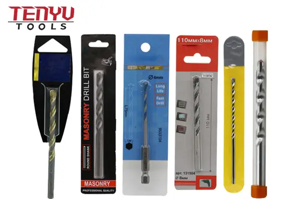 Custom branded drill bits in various retail and bulk packaging