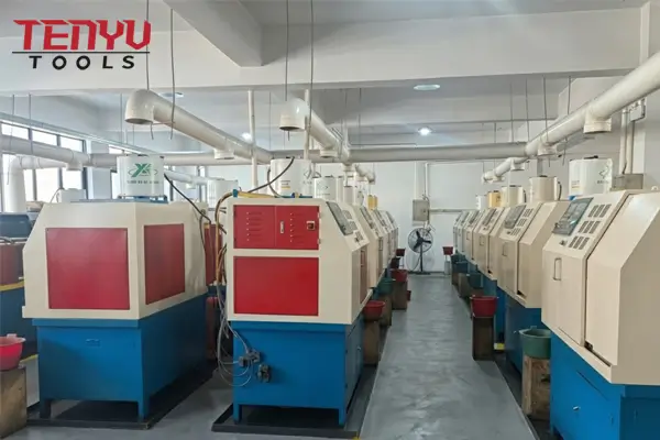 Factory production line for hole saws