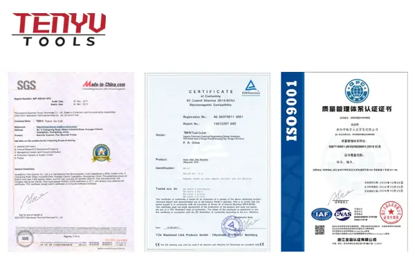 ISO 9001 certification plaque in a modern factory setting