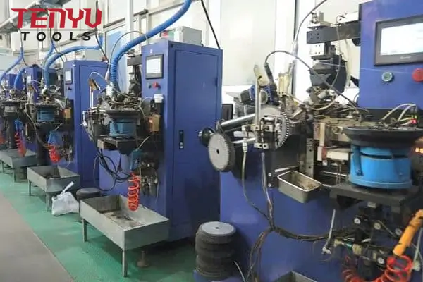 Industrial saw blade factory production floor overview