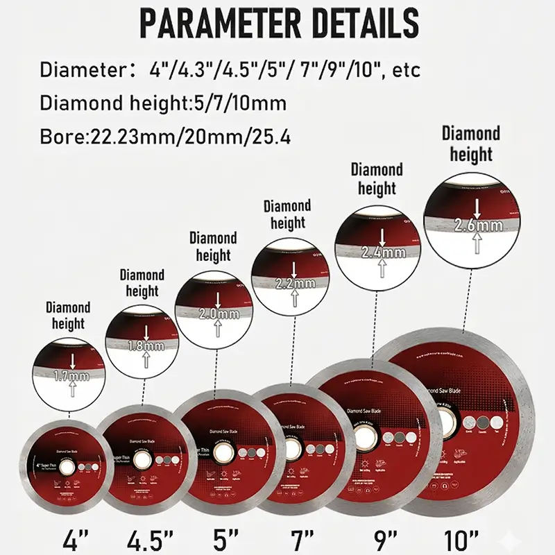 Continuous Rim Diamond Saw Blade for Stone Marble Tile