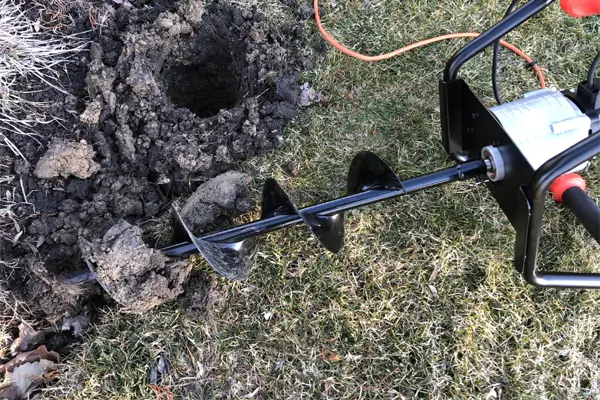 Close-up of welded flighting and heavy-duty shaft construction on an auger bit