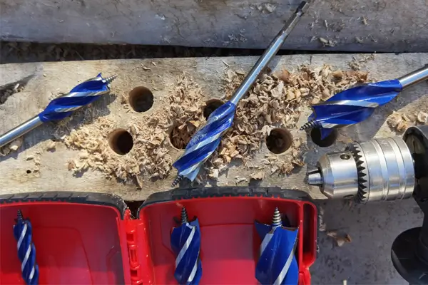 Assortment of professional wood auger drill bits in various sizes