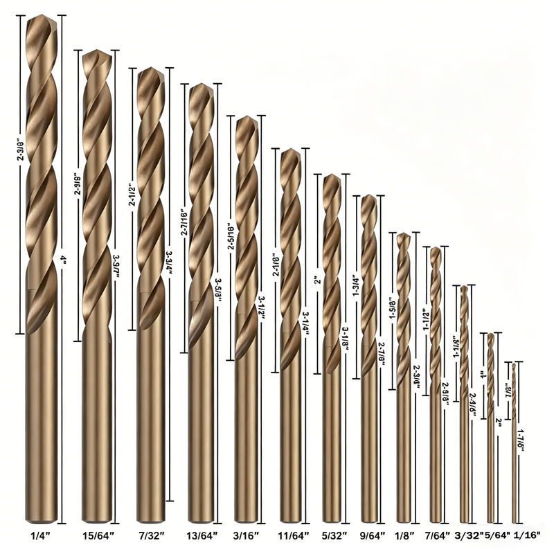 Certified Fractional Inch Size Drill Bits