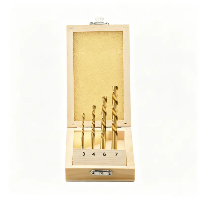5pcs Titanium Coated Drill Bit Set with Wooden Box
