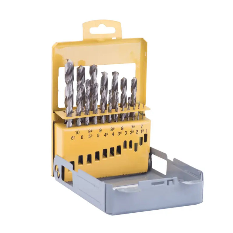 19pcs HSS Twist Drill Bit Set with Yellow Plastic Index Case