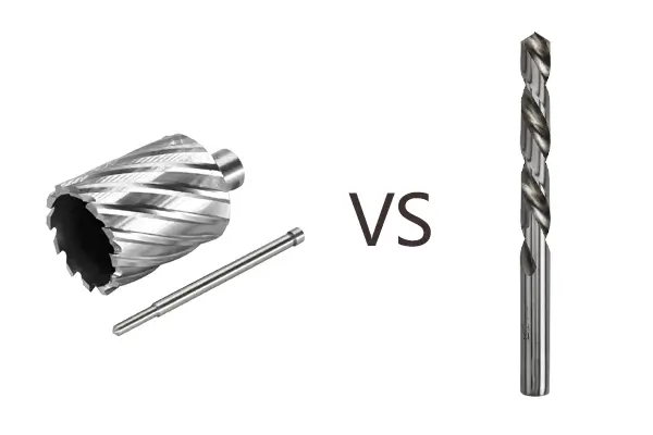 Twist drill vs annular cutter cutting principle, 600x400